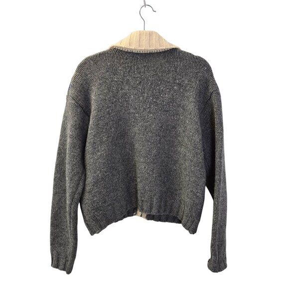 Express Tricot Vintage 100% Wool Fair Isle Print Full Zip Sweater Size Large - Picture 2 of 5